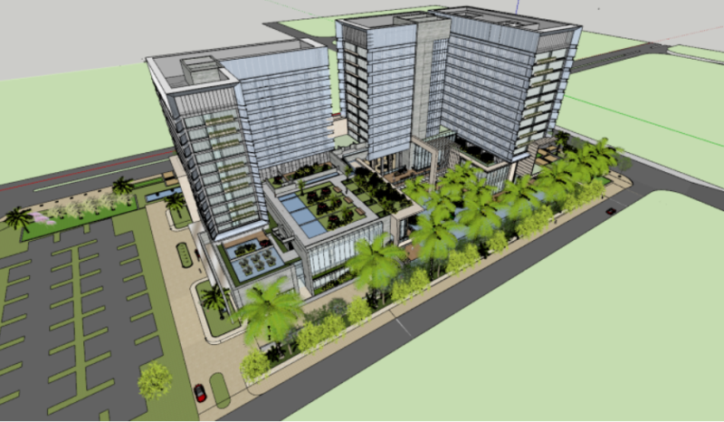 SU model of a modern and elegant Hilton hotel building at an airport 3Dモデル .c4d .max .obj .3ds .fbx .stl .blend 