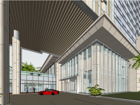 SU model of a modern and elegant Hilton hotel building at an airport 3Dモデル