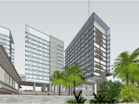 SU model of a modern and elegant Hilton hotel building at an airport 3Dモデル