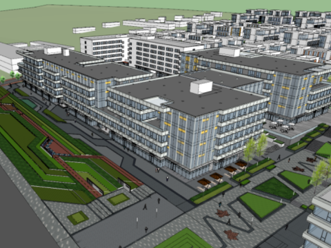 SU Model of Commercial Villa and Office Building of a Corporate Headquarters Project 3D Model