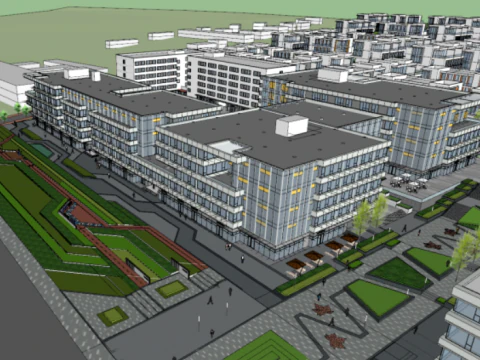 SU Model of Commercial Villa and Office Building of a Corporate Headquarters Project 3D Model