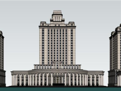 SU Model of Continental Style Customs Building 3D Model