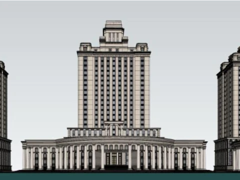 SU Model of Continental Style Customs Building 3D Model