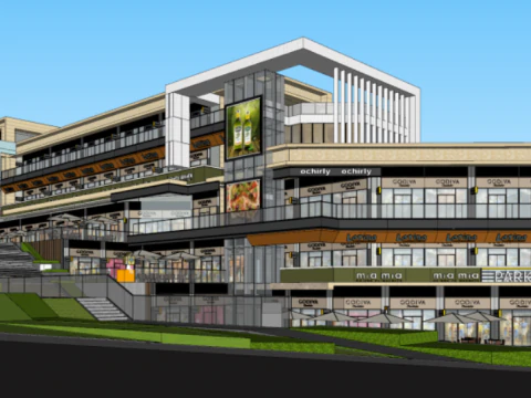 현대 상업센터 쇼핑몰 주 출입구 건물의 SU 모형 3D 모델