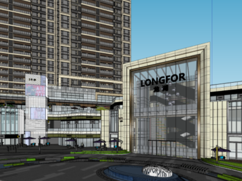 SU model of the main entrance building of a modern commercial center shopping mall 3D Modell