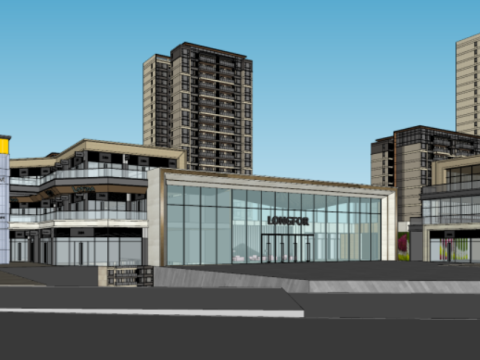 SU model of the main entrance building of a modern commercial center shopping mall 3D Modell