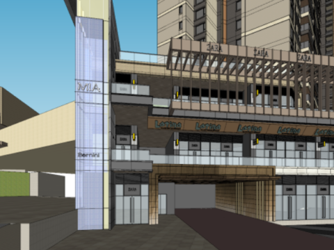 SU model of the main entrance building of a modern commercial center shopping mall 3D Modell
