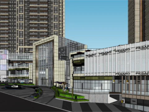 SU model of the main entrance building of a modern commercial center shopping mall 3D Model