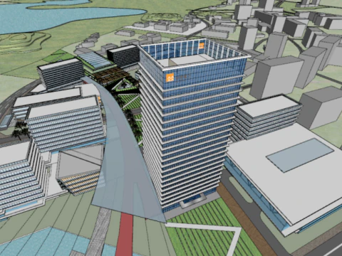 SU-model van het kantoorgebouw van het elektriciteitshoofdkwartier in een zuidelijke stad 3D Model