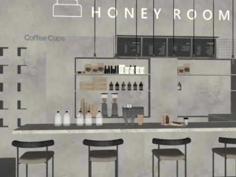 Milk Tea Cafe SU ModelMaterial Texture Modelo 3D