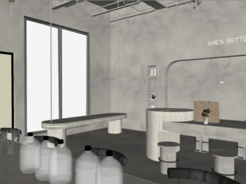 Milk Tea Cafe SU ModelMaterial Texture 3D Model