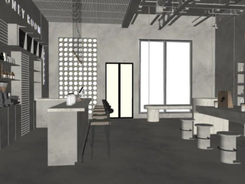 Milk Tea Cafe SU ModelMaterial Texture 3D Model