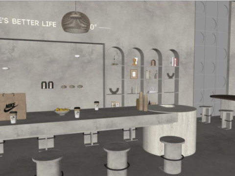 Milk Tea Cafe SU ModelMaterial Texture 3D मॉडल