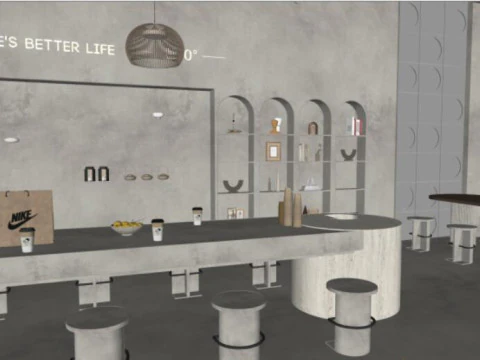Milk Tea Cafe SU ModelMaterial Texture 3D Model