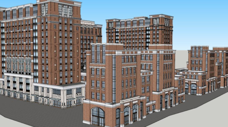European style commercial complex building SU modelCAD Modello 3D .c4d .max .obj .3ds .fbx .stl .blend 