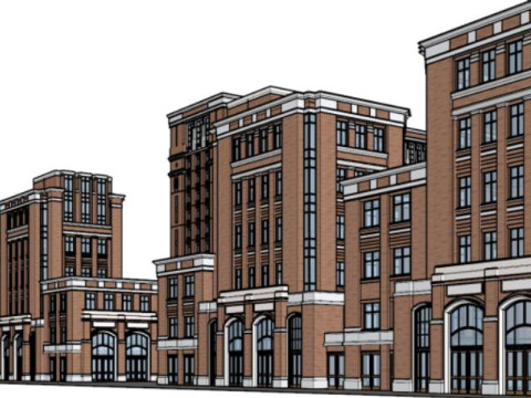 European style commercial complex building SU modelCAD Modello 3D