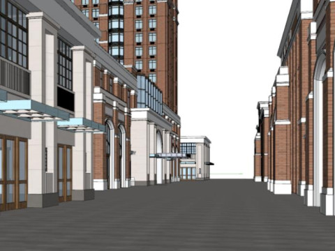 European style commercial complex building SU modelCAD Modello 3D