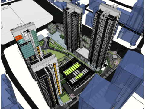 Сучасна багатоповерхівка 3D Модель