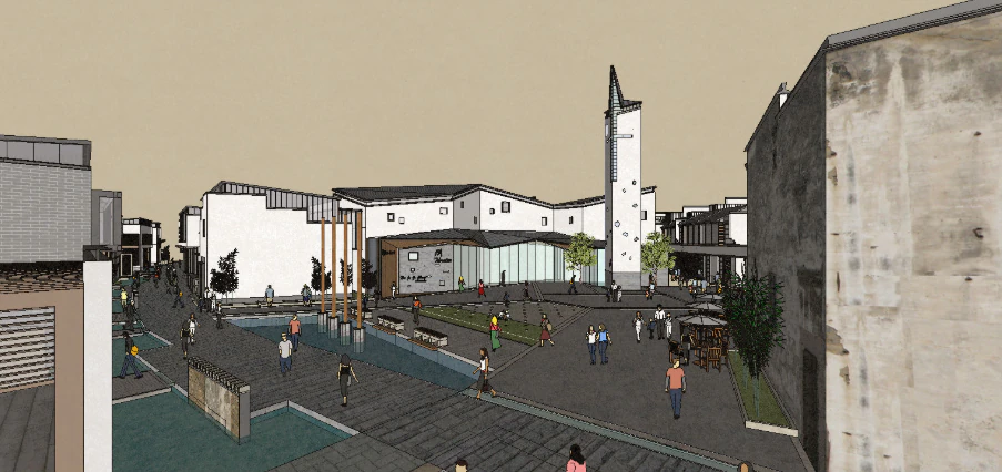 Antique commercial street architecture landscape square design su model 3D Model .c4d .max .obj .3ds .fbx .stl .blend 