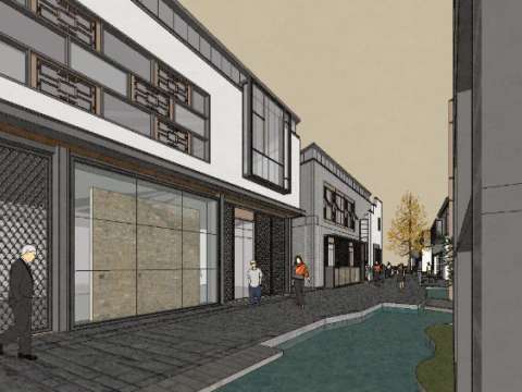 Antique commercial street architecture landscape square design su model 3D Model