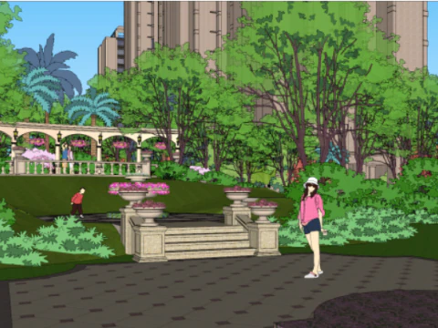 Modelo paisag&iacute;stico da Comunidade Europeia SU Modelo 3D