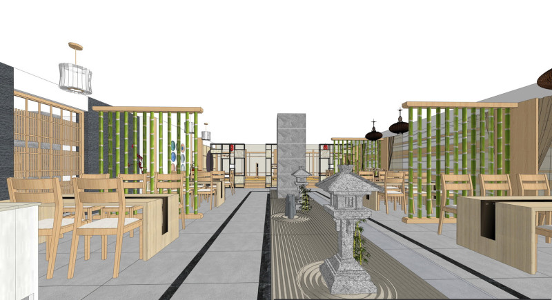 Fine model of Japanese-style restaurant Model 3D .c4d .max .obj .3ds .fbx .stl .blend 
