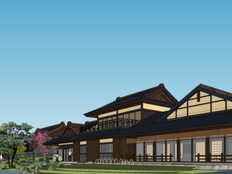 Japanese leisure commercial street project design SU model 3D मॉडल