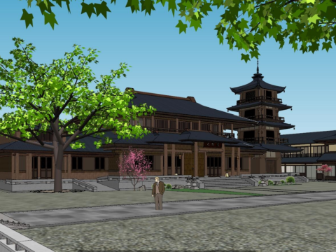 Japanese leisure commercial street project design SU model 3D मॉडल