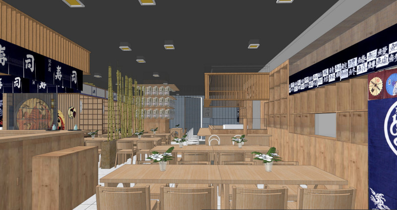 Japanese restaurant fine SU model Model 3D .c4d .max .obj .3ds .fbx .stl .blend