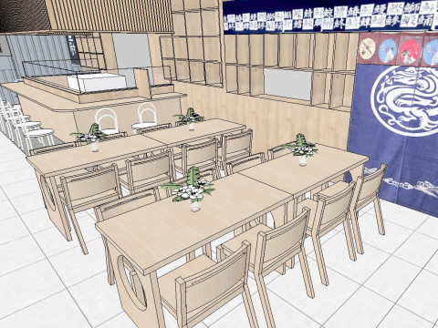 Japanese restaurant fine SU model Model 3D