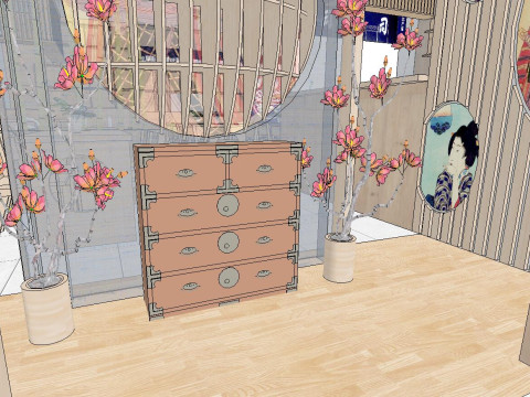 Japanese restaurant fine SU model Model 3D