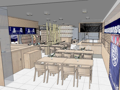 Japanese restaurant fine SU model Model 3D