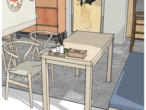 Japanese sushi restaurant fine model SU 3D Modell