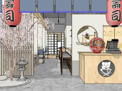 Japanese sushi restaurant fine model SU 3D Model