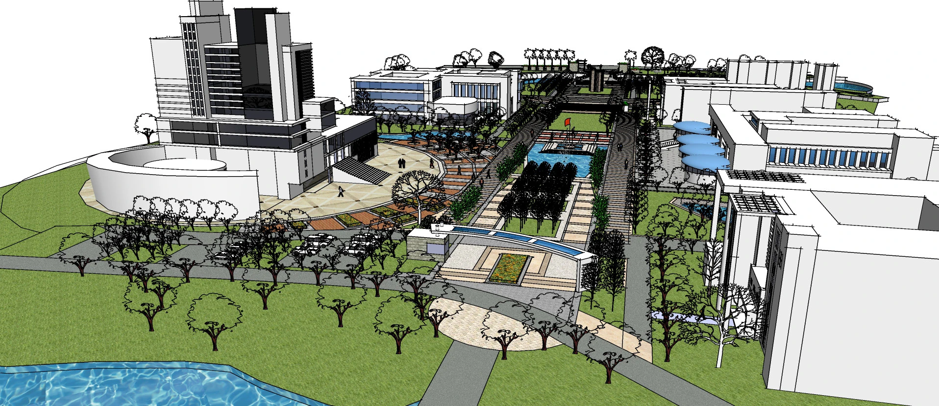 Sketchup model for landscape design of hydrophilic park 3D Model .c4d .max .obj .3ds .fbx .stl .blend 