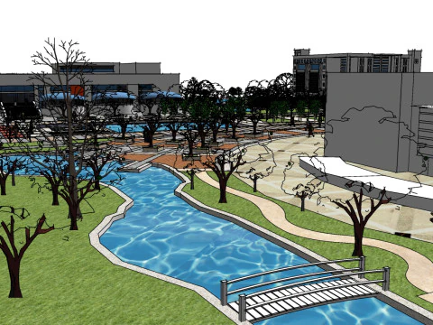Sketchup model for landscape design of hydrophilic park 3D Model