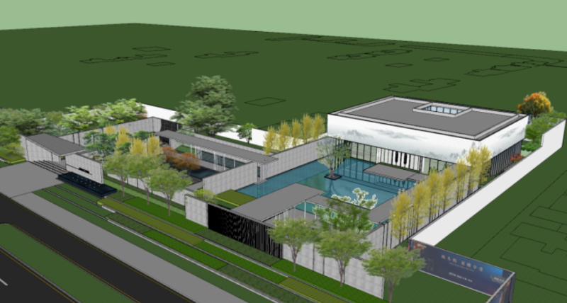 SU Model of Modern Demonstration Area Building 3Dモデル .c4d .max .obj .3ds .fbx .stl .blend 