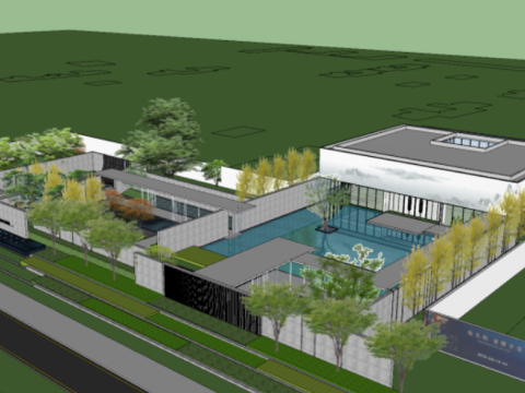 SU Model of Modern Demonstration Area Building 3Dモデル