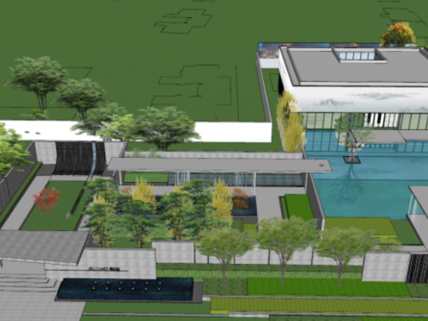 SU Model of Modern Demonstration Area Building 3Dモデル