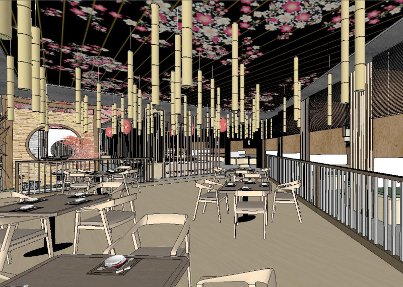 SU model of the overall indoor space of a Japanese restaurant Modèle 3D .c4d .max .obj .3ds .fbx .stl .blend 