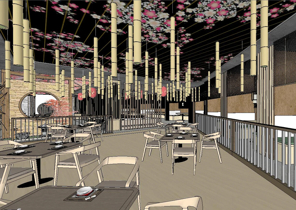 SU model of the overall indoor space of a Japanese restaurant 3D Model .c4d .max .obj .3ds .fbx .stl .blend 
