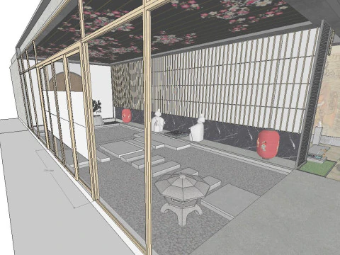SU model of the overall indoor space of a Japanese restaurant 3D Model