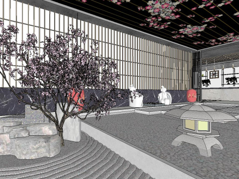 SU model of the overall indoor space of a Japanese restaurant Modèle 3D