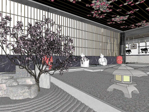 SU model of the overall indoor space of a Japanese restaurant 3D Model