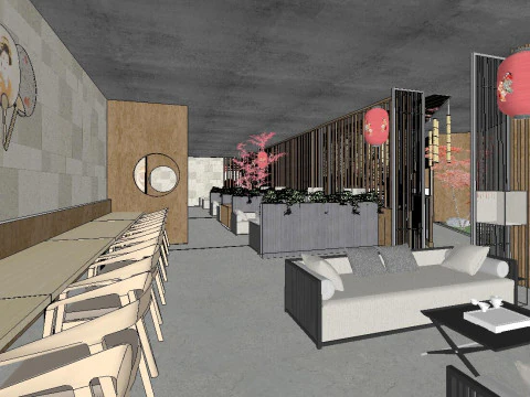 SU model of the overall indoor space of a Japanese restaurant 3D Model