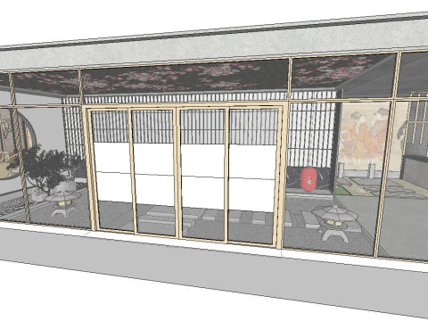 SU model of the overall indoor space of a Japanese restaurant 3D Model