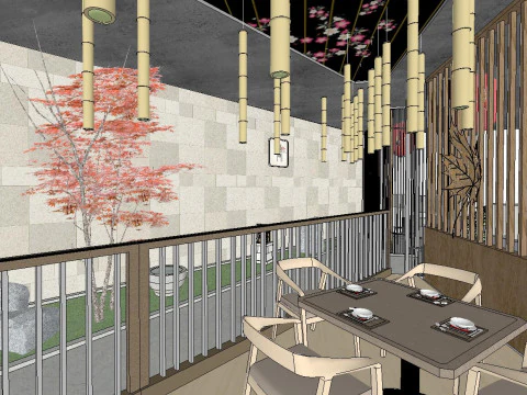 SU model of the overall indoor space of a Japanese restaurant 3D Model