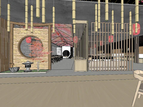 SU model of the overall indoor space of a Japanese restaurant 3D Model