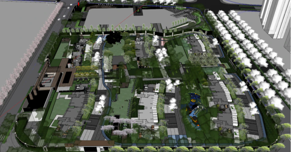 Overall Landscape Model of a Residential Area 3D Model .c4d .max .obj .3ds .fbx .stl .blend