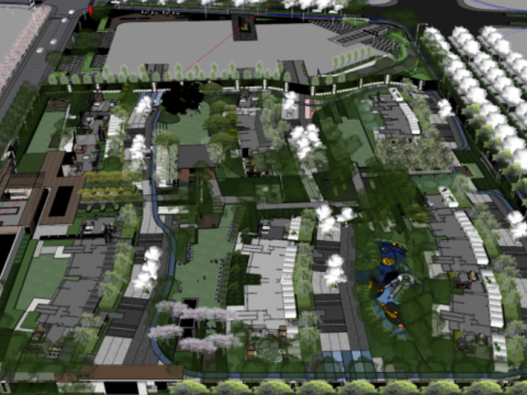 Overall Landscape Model of a Residential Area 3D Модель